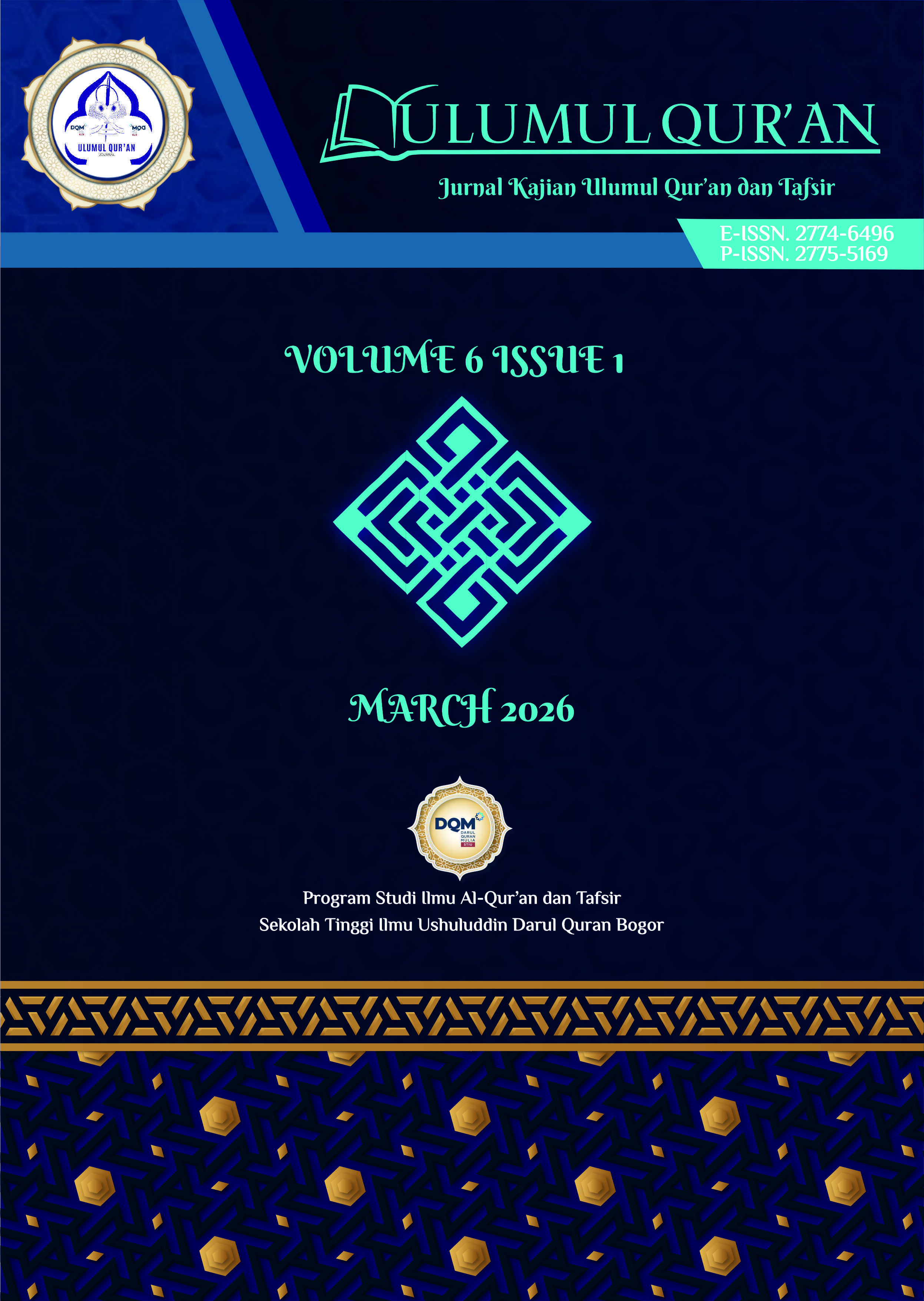 					View Vol. 6 No. 1 (2026): Ulumul Qur'an: March 2026
				